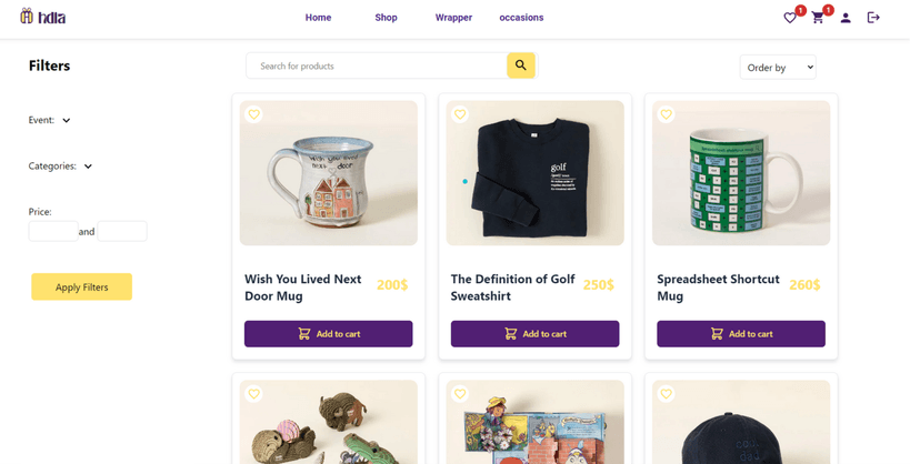 HDIA : Personalized E-Commerce Platform for Tailored Gift Experiences screenshot 2